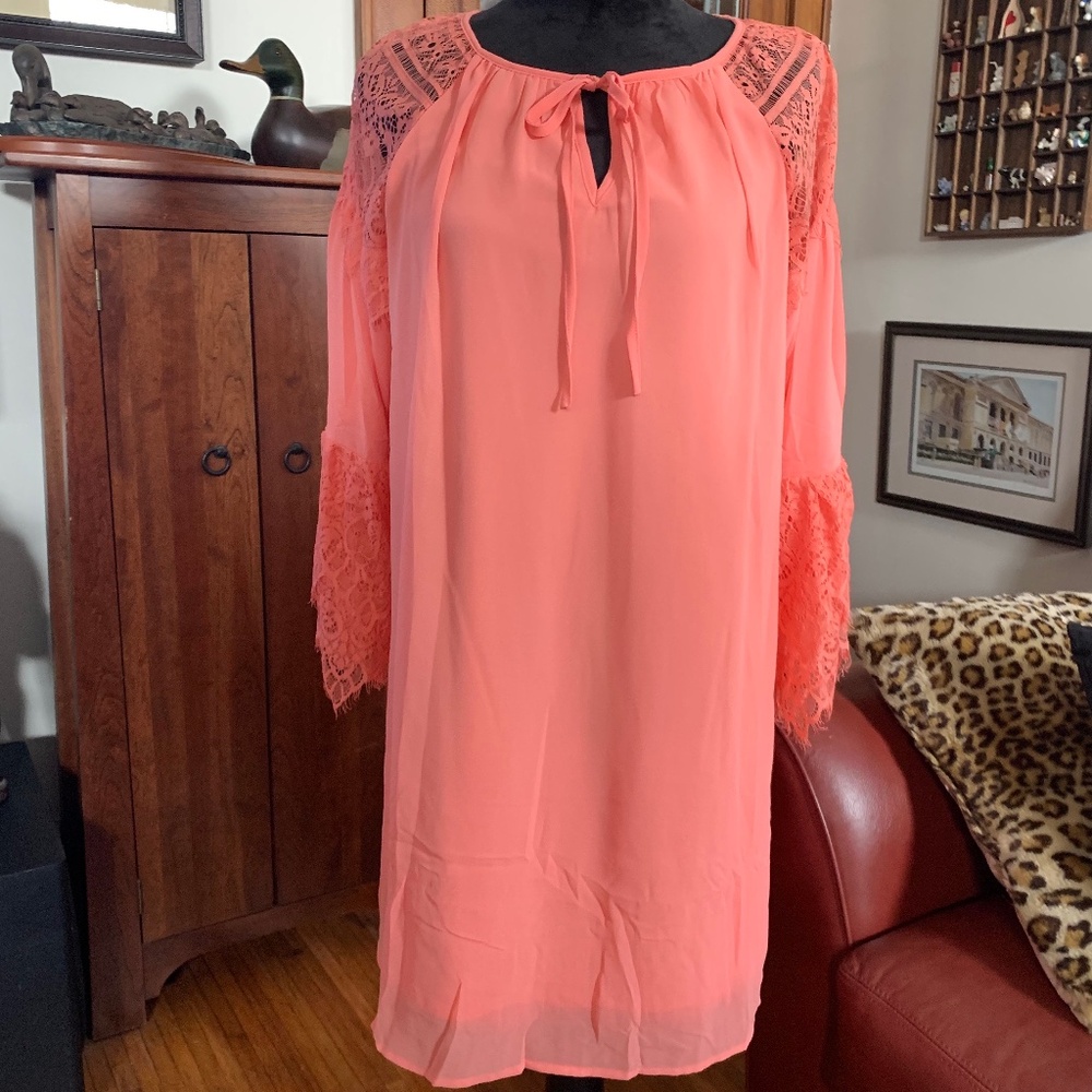 "Entro" dress, L,  orange, swing style, NWOT
